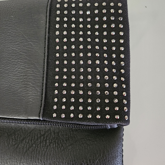 KGB Studio Black Fold Over Clutch with Stud Accents - Picture 2 of 7